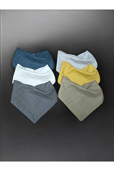 sağel 100% Cotton 6 Pieces Muslin Collar Bib Double Layer Two Snaps Bulut (Sc...