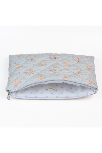 BABY KANGAROO Water Resistant 13-14-15'' Inch Laptop Sleeve / Rabbit Pattern Quilted White Computer Bag