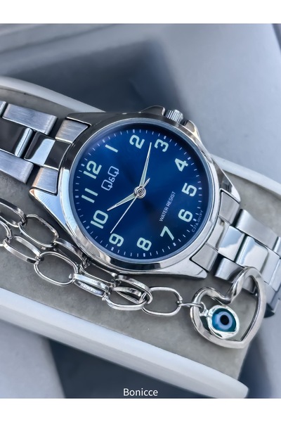 Q&Q Brand Steel Band, Silver Color, Stylish Womenwrist Watch+Bracelet