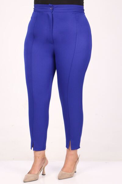 Eslina F-39028 Plus Size Slim Leg Trousers with Slit on the Front - Saks