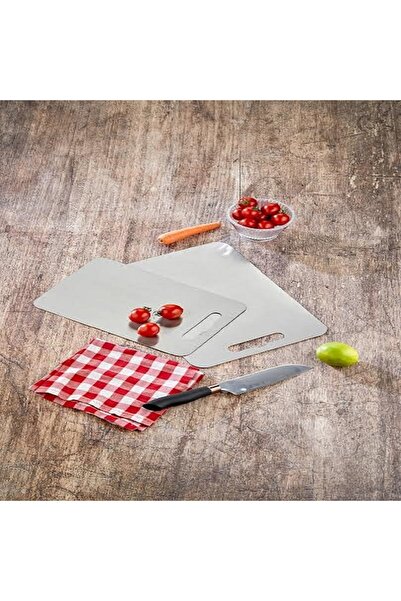 Esta Set of 2 Stainless Steel Cutting Boards Antibacterial Hygienic Surface (35X25 and 30X20 cm)