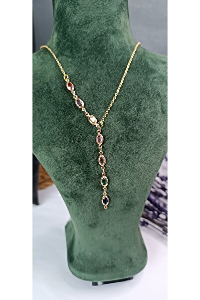 NAS fashion Kadın Renkli Taş Detaylı Y Model Kolye