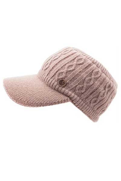 Freya Pembe Kışlık Triko Tepesi Açık Yarım Vizör Şapka