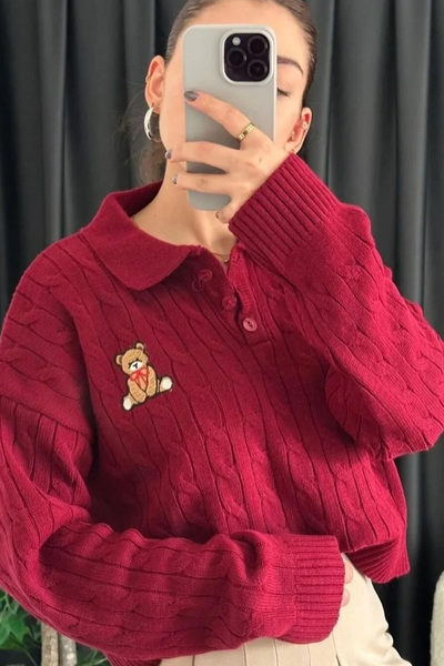 DAMGA Collection Pulover tricotat moale cu model ursuleț