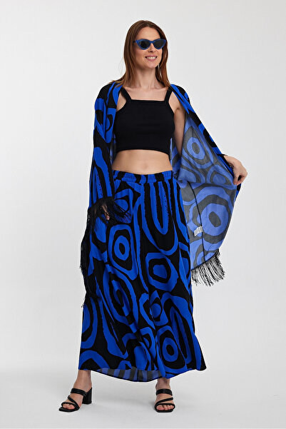 bacc Maxi Boy Saks Tassel Detailed Kimono and Loose Cut Trousers Woven Viscon Bottom Top Set Bcvl-251018