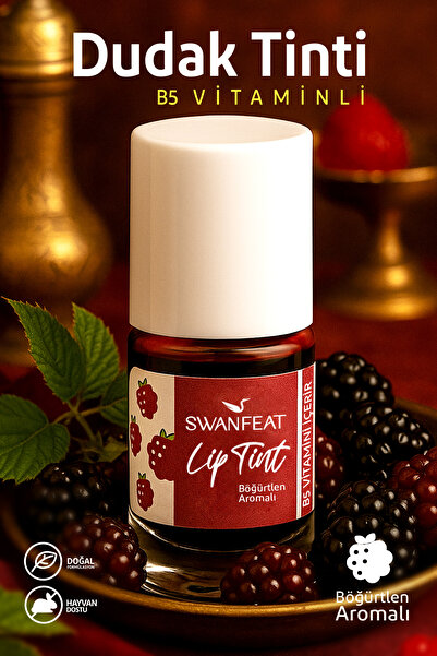 SWANFEAT Lip Tint B5 Vitaminli Böğürtlen Aromalı Bordo Rengi Nemlendirici All...