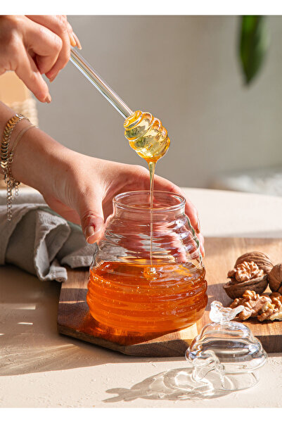 The Mia Glass Honey Jar 13 Cm