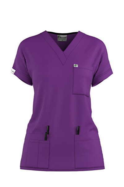 Myscrubs Doktor Hemşire Scrubs Mor Forma Takım