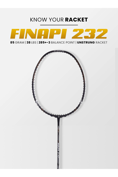 Apacs مضرب تنس الريشة Finapi 232 غير مترابط (30 رطلاً) فائق القوة | جرافيت | أسود