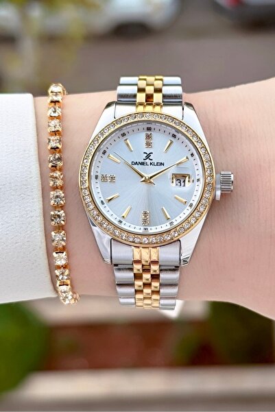 Daniel Klein Sarı Silver Renk 24 Ay Garantili 32,5 Mm Kadın Kol Saati ve Bile...