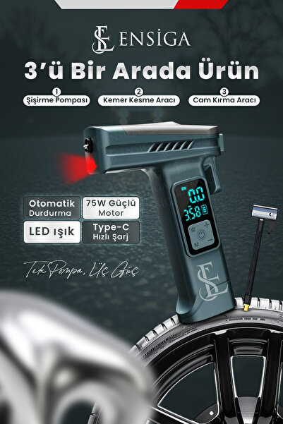 EN SİGA Oto Kompresör Şişirme Pompası Kemer Kesme Cam Kırma Şişirme Pompası