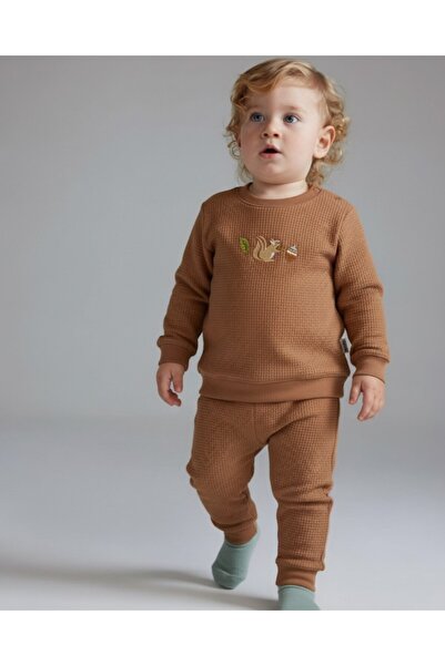 voyyo kids baby قماش وافل مطرز على شكل سنجاب للأطفال - موسمي 6-9-12-18-24 شهر...