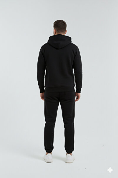 OXVİN Σετ φόρμας τριών κλωστών με συμπαγή κουκούλα, τσέπες καγκουρό και βαμβακερή επένδυση στο εσωτερικό