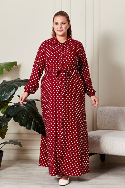 Ferace Large Size Crispy Patterned Summer Hijab Dress