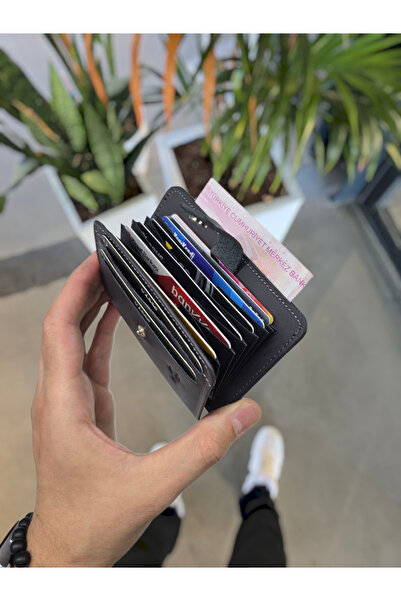 VİSSO 8600 Hakiki Deri Çıtçıtlı Kartlık Akordeon Kimlik Bölmeli Kişiye Özel B...