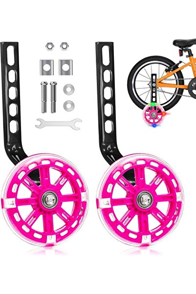 UMUT BİSİKLET 12 16 20 IŞIKLI YAN DESTEK DENGE TEKER TAKIMI - SİYAH VE PEMBE