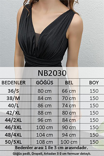 Neşeli Butik kadın siyah drapeli tül abiye elbise NB2030