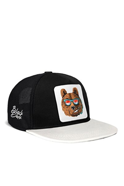 BlackBörk قبعة هيب هوب للأطفال بشعار الدب باللونين الأبيض والأسود للأطفال