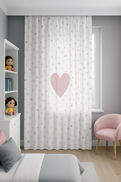 CAPRİCE HALI Kalpli Çocuk Odası Fon Perde