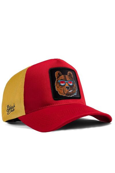 BlackBörk Red-Yellow Trucker Hat with Bear Logo