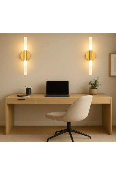 CAILON Gold Kaplama Çubuk Led Aplik Şarjlı Dekoratif Duvar Lambası (3000K Gün Işığı)