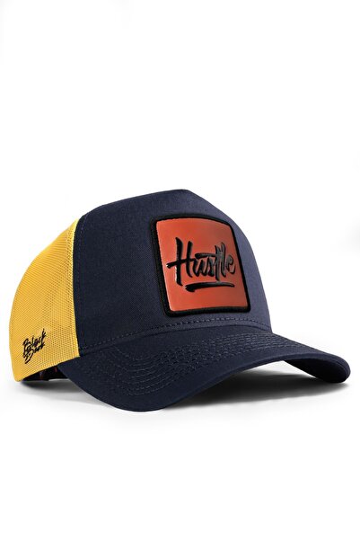 BlackBörk Șapcă Trucker cu logo Hustle, albastru închis-galben