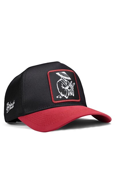 BlackBörk Red-Black Trucker Hat with Samurai Logo