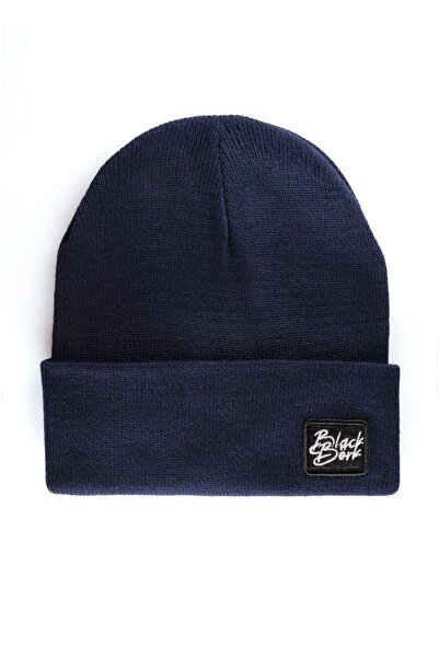 BlackBörk See You Later Never Logo Navy Blue Beanie