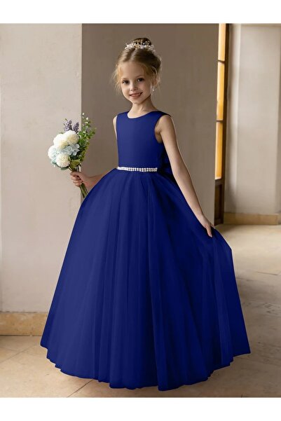 NSMLİFE Rochie de bal din tul cu perle și fundă din satin/rochie de prințesă