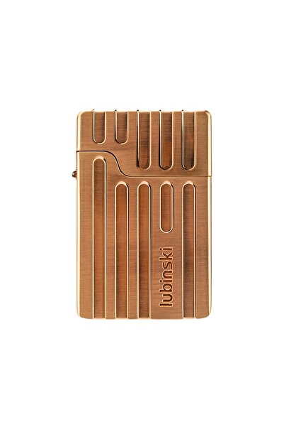 Lubinski Yeni Stil Kapaklı Delicili Çift Torch Puro Çakmağı Gold