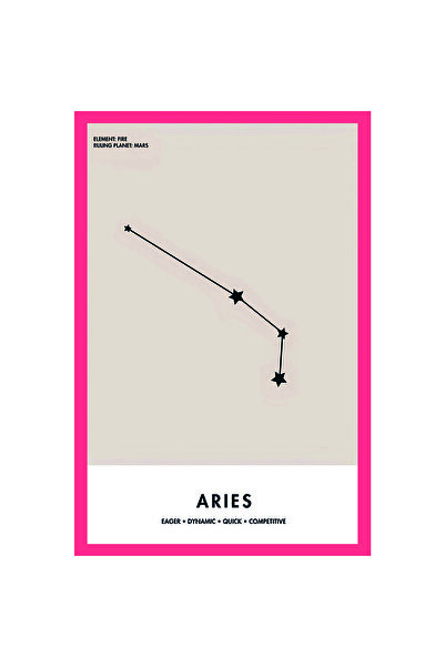 Hi Kami برج الحمل - بطاقة ملاحظات هدية ورسالة بريدية بطابع خريطة النجوم |   10x15 سم