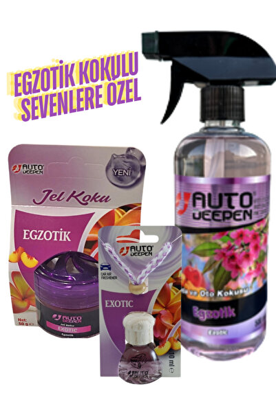AutoDeepen 3lü Egzotik Oto Koku Ve Oda Koku Seti Jel Koku&Sprey500ml&Asma Koku