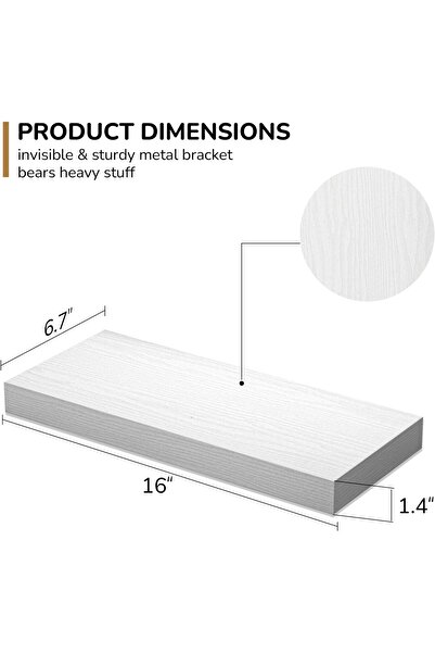 Yelajoy 2 Pack Floating Shelves,Wooden with Invisible Brackets,Wall Mounted Shelves for Wall Decor Storage
