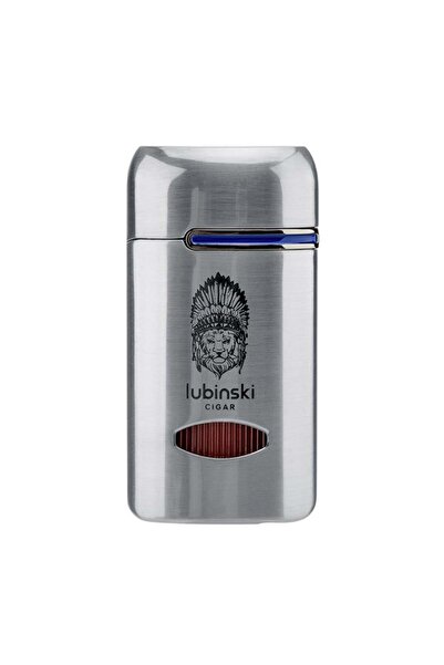 Lion Kapaklı Delicili Tek Torch Puro Çakmağı Silver