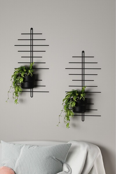 Dekula 2 Li Metal Duvar Saksılığı Dekorasyon Saksı Oval Çiçeklik Standı Vazo ...