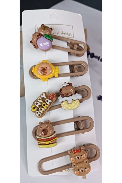 NAS fashion Set de 5 catarame cu figurine de capibara drăguță pentru copii și...