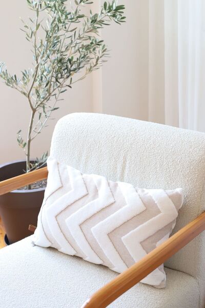 HAMUR Bohemian Special Design Punch Punch Pattern Decorative Rectangular Throw Pillow Cover Line Beige
