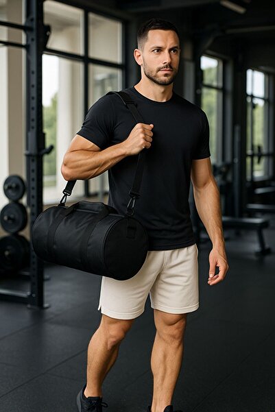 Moda West Silindir Geniş Hacim Günlük Kullanım El Kol Omuzda Taşınabilir Spor Seyahat Fitness Çantası Gym Bag
