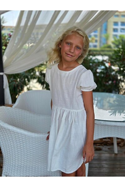 Hilal Akıncı Kids Базова рокля от памук и лен