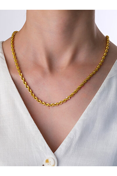 ÇAĞLAYAN KUYUMCULUK 14 Ayar Altın Halat Burgu Zincir İnce Kolye