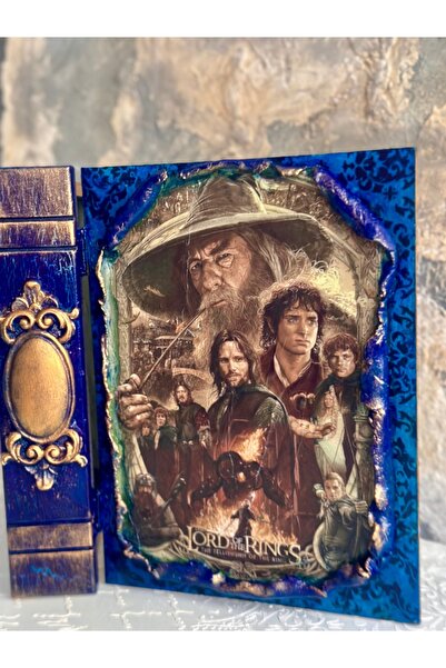 Kumsal Hobi Sanat Yüzüklerin Efendisi Temalı Ahşap Kitap Kutu