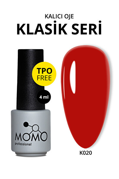 MOMO professional Kalıcı Oje K020, Kan Kırmızısı, 4 ml, TPO- FREE