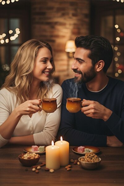 GÜLZE 2 Persons (4 Pieces) Nova Double Coffee Cup (9 Different Colors, 100% Handmade, Special Design)