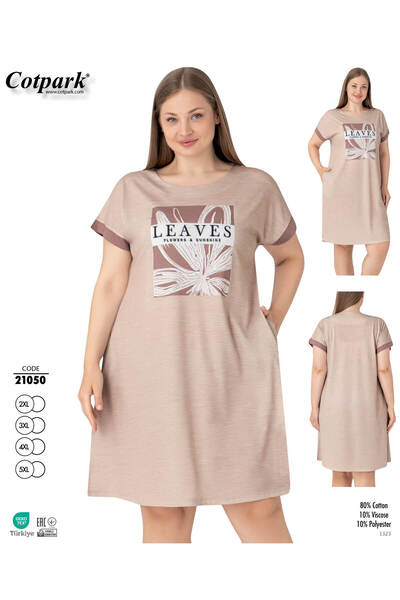 Cotpark Women's Plus Size Cotton Viscose Fabric Nightgown 21050