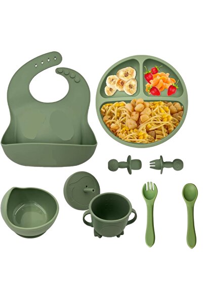 ZenAI Σετ ποικιλίας τροφών για μωρά, 10 τεμάχια, σιλικόνη, με καπάκι, πράσινο...