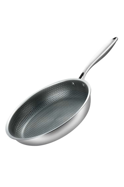 ELEGANT HOME مقلاة من الفولاذ المقاوم للصدأ بمقبض مقاس 24 سم