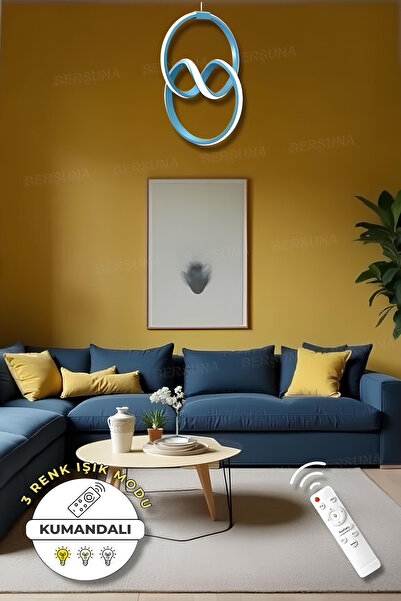 BERŞUNA Eva Mavi Kumandalı 3 Renk Modern Sarkıt Led Avize