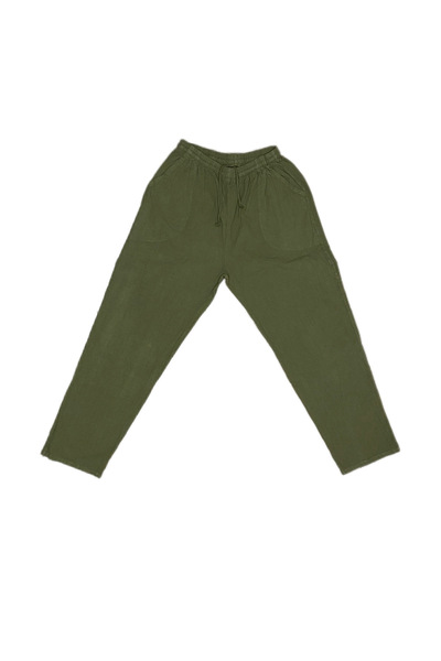 DUXA %100 PAMUK, KETEN KUMAŞTAN BELİ LASTİKLİ VE BAĞCIKLI KADIN PANTOLON(SOLMA VE ÇEKME YAPMAZ)