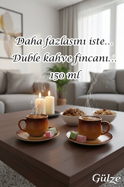 GÜLZE 2 Persons (4 Pieces) Nova Double Coffee Cup (9 Different Colors, 100% Handmade, Special Design)