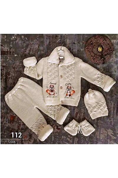 ROKİDS طاقم تريكو شتوي للأطفال من أربع قطع، محبوك، للجنسين، مع أكمام وياقة من...